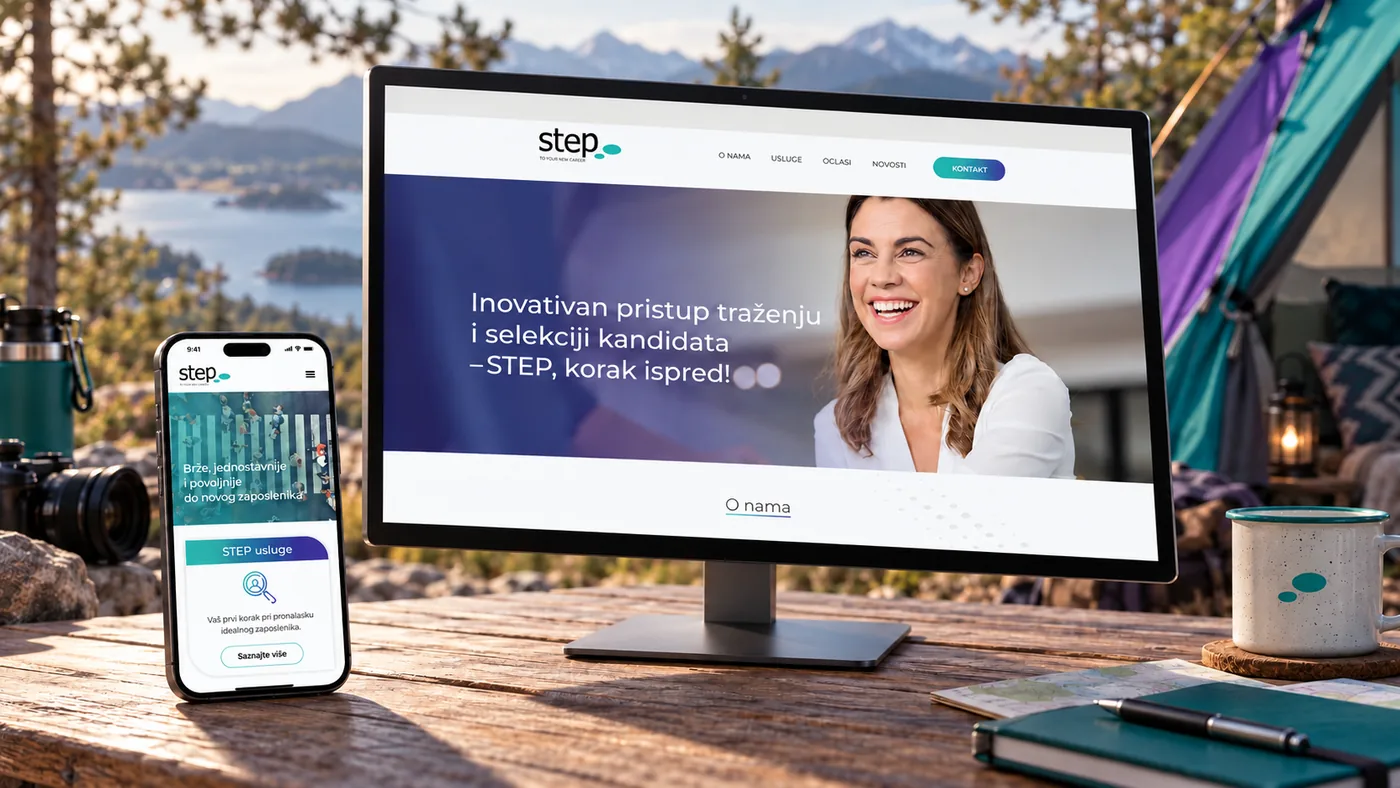 Web stranica agencije STEP Agency na računalu i mobitelu