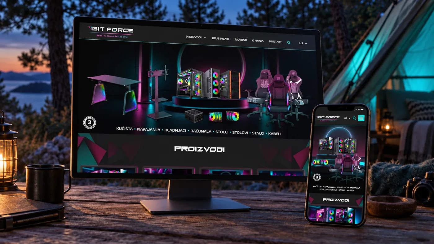 Internetska trgovina gaming opreme BitForce na računalu i mobitelu